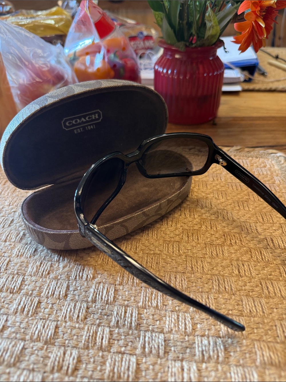 Coach Black Gradient Lens Sunglasses with Signature Case